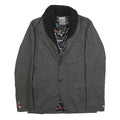 DESIGUAL Mens Grey Button Jacket M Woven Plain Stylish Detailed Buttons