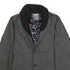 DESIGUAL Mens Grey Button Jacket M Woven Plain Stylish Detailed Buttons
