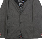 DESIGUAL Mens Grey Button Jacket M Woven Plain Stylish Detailed Buttons