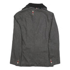 DESIGUAL Mens Grey Button Jacket M Woven Plain Stylish Detailed Buttons