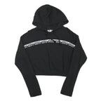 ADIDAS Womens Black Hoodie UK 8 Crop Hooded Sweatshirt Cotton Blend