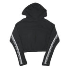 ADIDAS Womens Black Hoodie UK 8 Crop Hooded Sweatshirt Cotton Blend