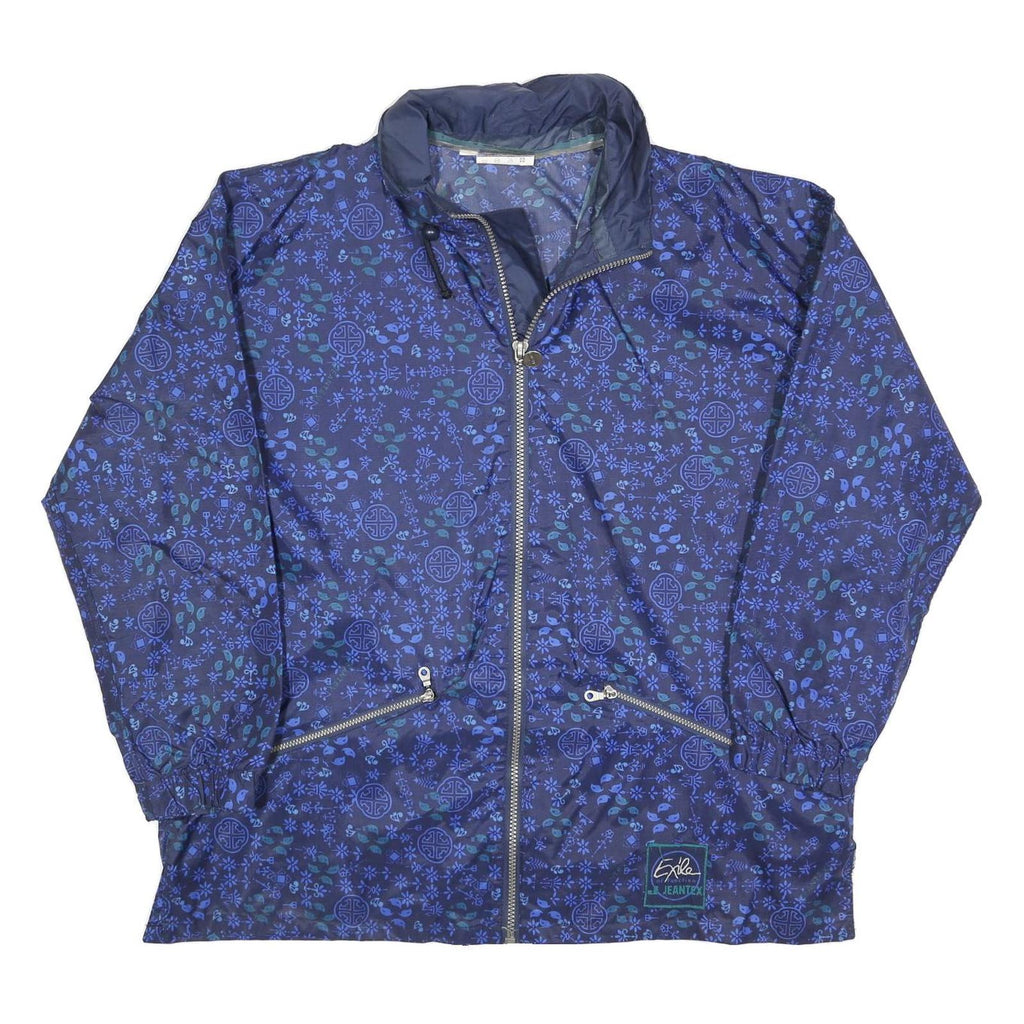 JANTEX Womens Blue & Green Patterned Nylon Jacket L Zip Casual Lightweight
