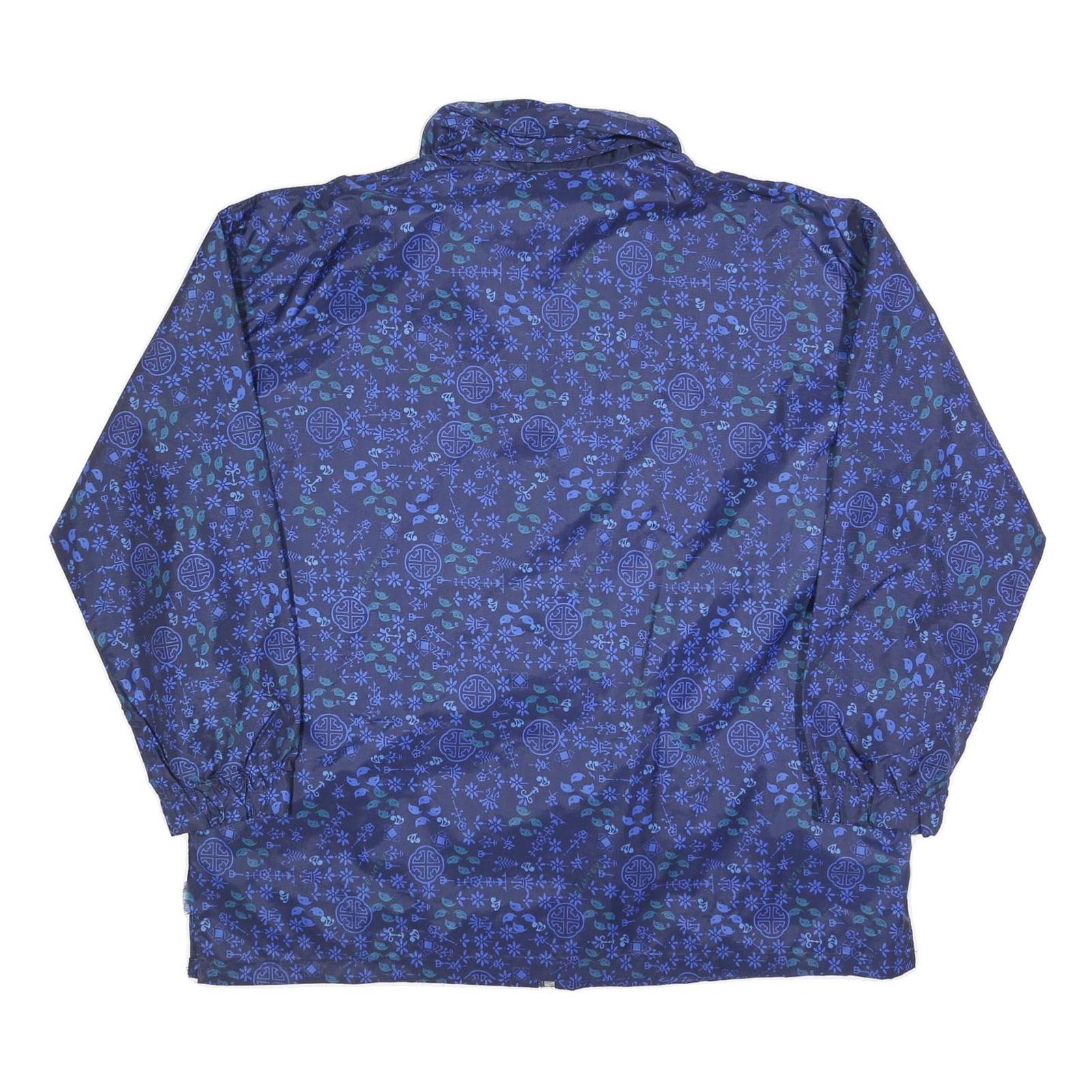 JANTEX Womens Blue & Green Patterned Nylon Jacket L Zip Casual Lightweight