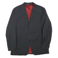 KENZO Mens Black Pinstripe Jacket XL Polyester Blend Button Closure Tailored