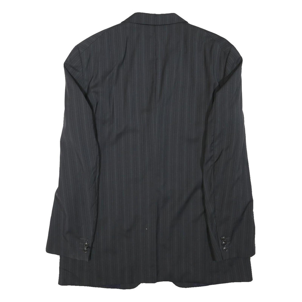 KENZO Mens Black Pinstripe Jacket XL Polyester Blend Button Closure Tailored
