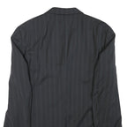 KENZO Mens Black Pinstripe Jacket XL Polyester Blend Button Closure Tailored
