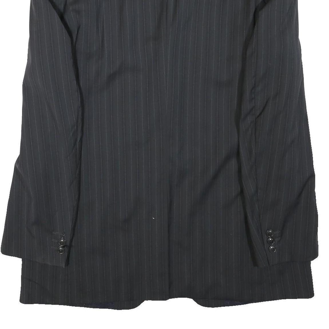 KENZO Mens Black Pinstripe Jacket XL Polyester Blend Button Closure Tailored