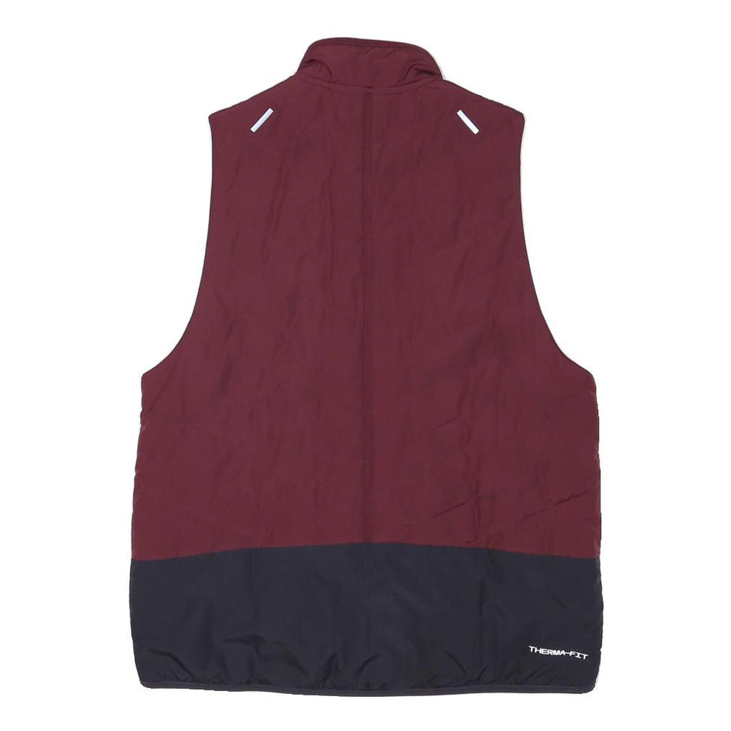 NIKE Womens Maroon & Navy Running Jacket M Polyester Blend Zip Therma-Fit