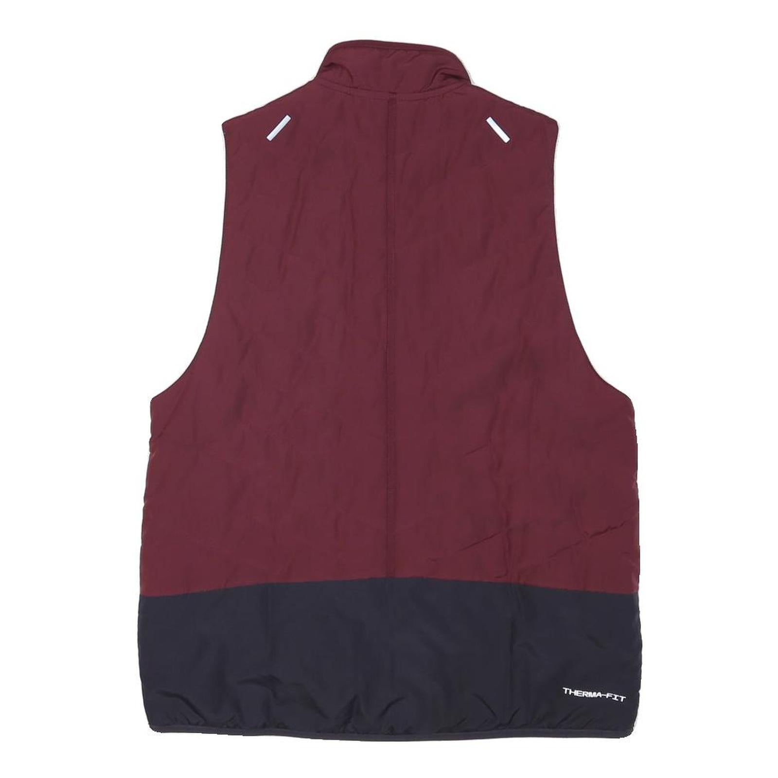 NIKE Womens Maroon & Navy Running Jacket M Polyester Blend Zip Therma-Fit