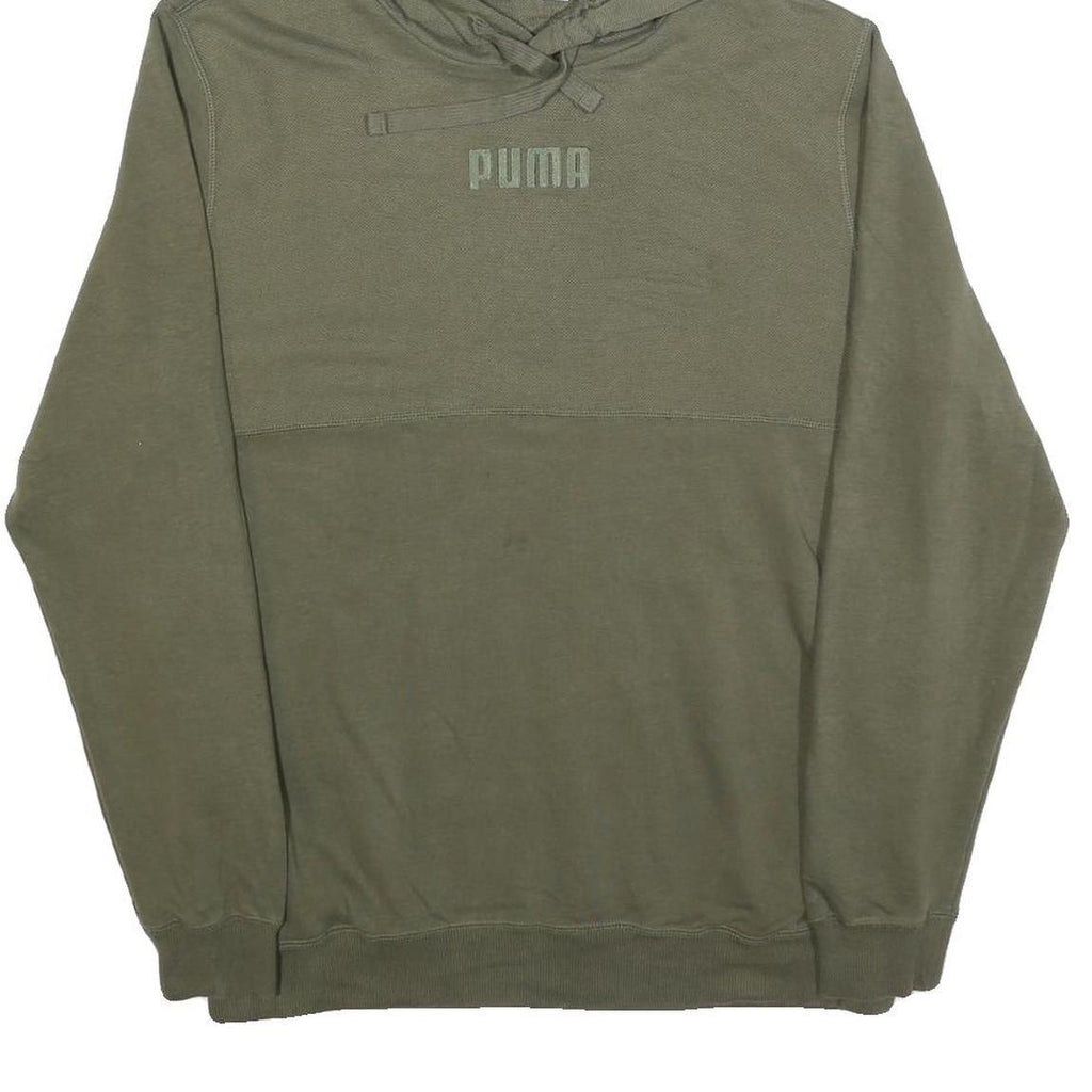 PUMA Mens Green Hoodie M Cotton Blend Pullover Casual Sportswear