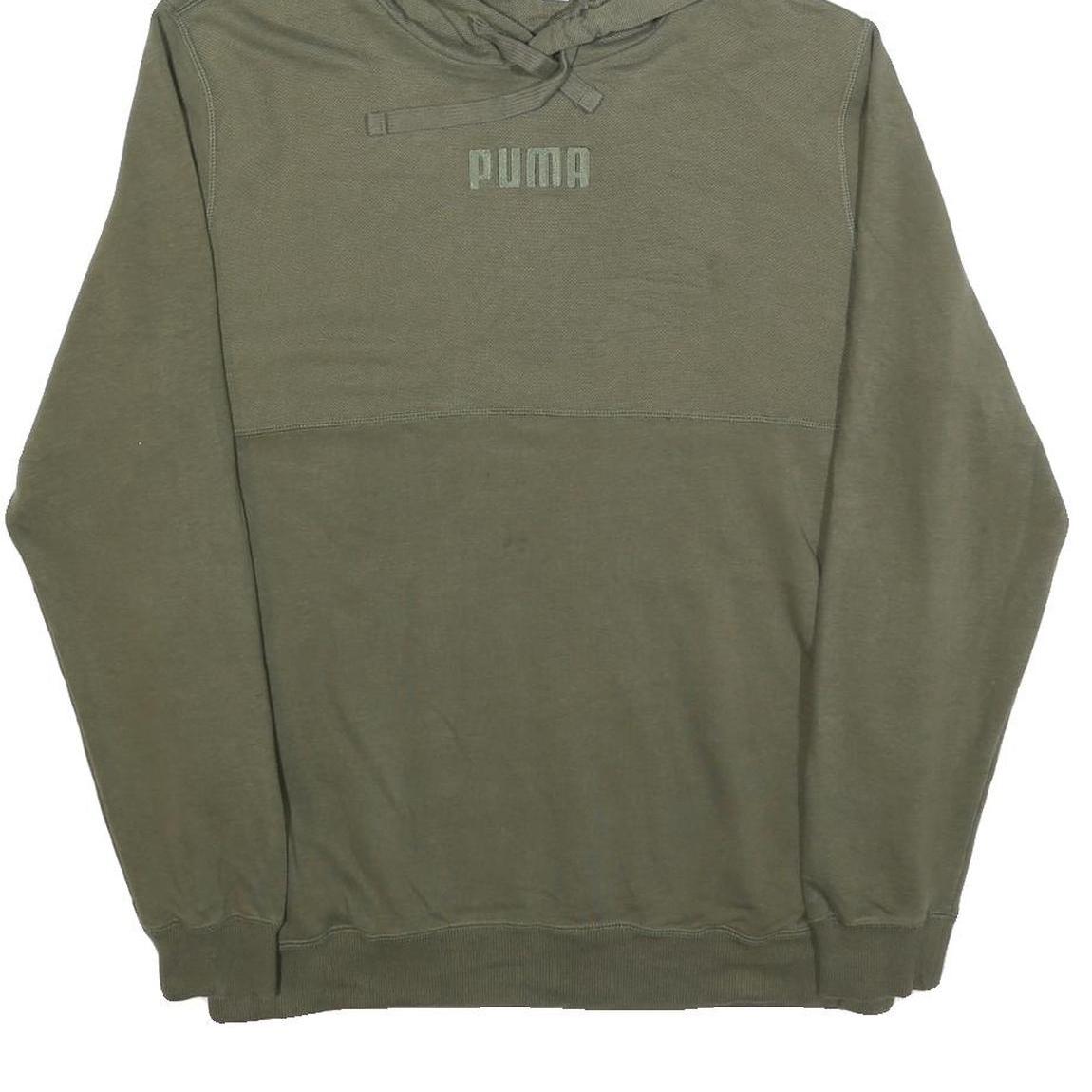 PUMA Mens Green Hoodie M Cotton Blend Pullover Casual Sportswear