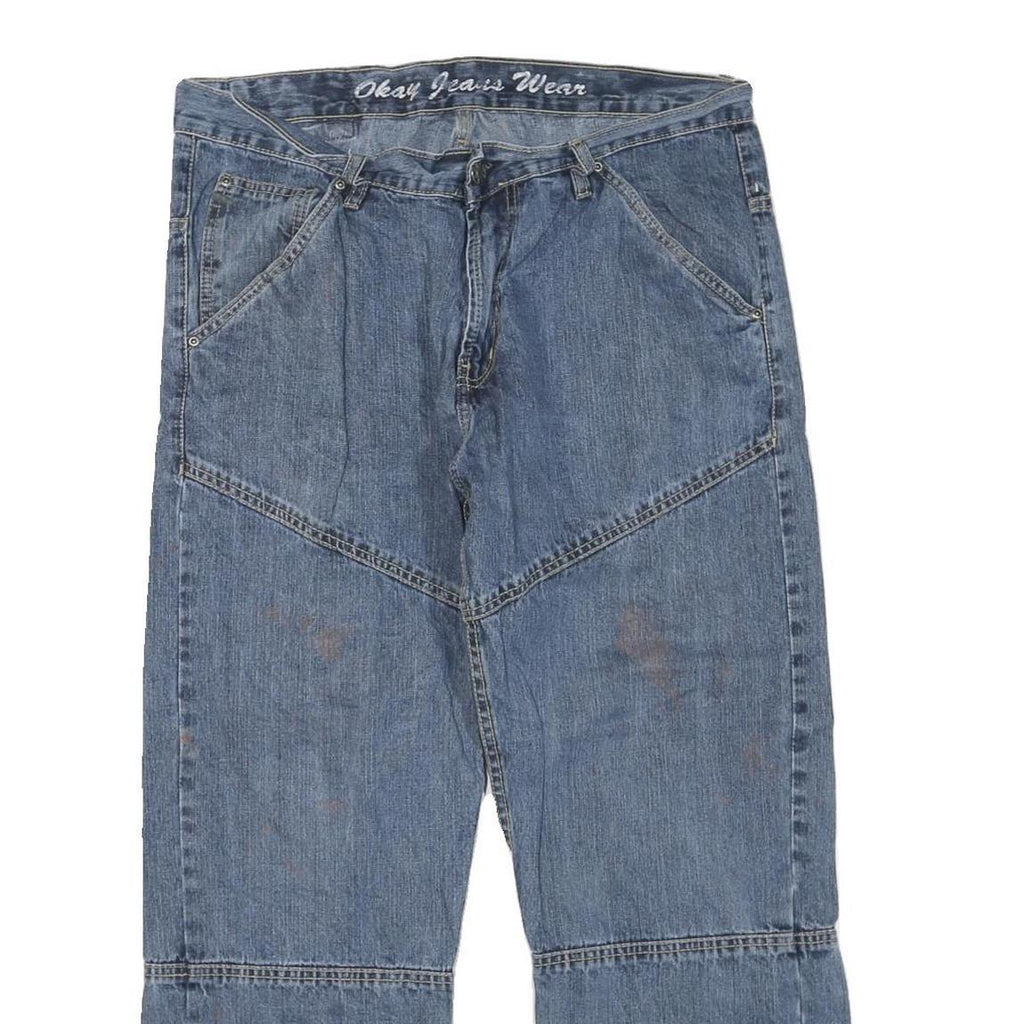 OKAY JEANS WEAR Womens Regular Fit Straight Denim Blue W34 L27 Classic Zip