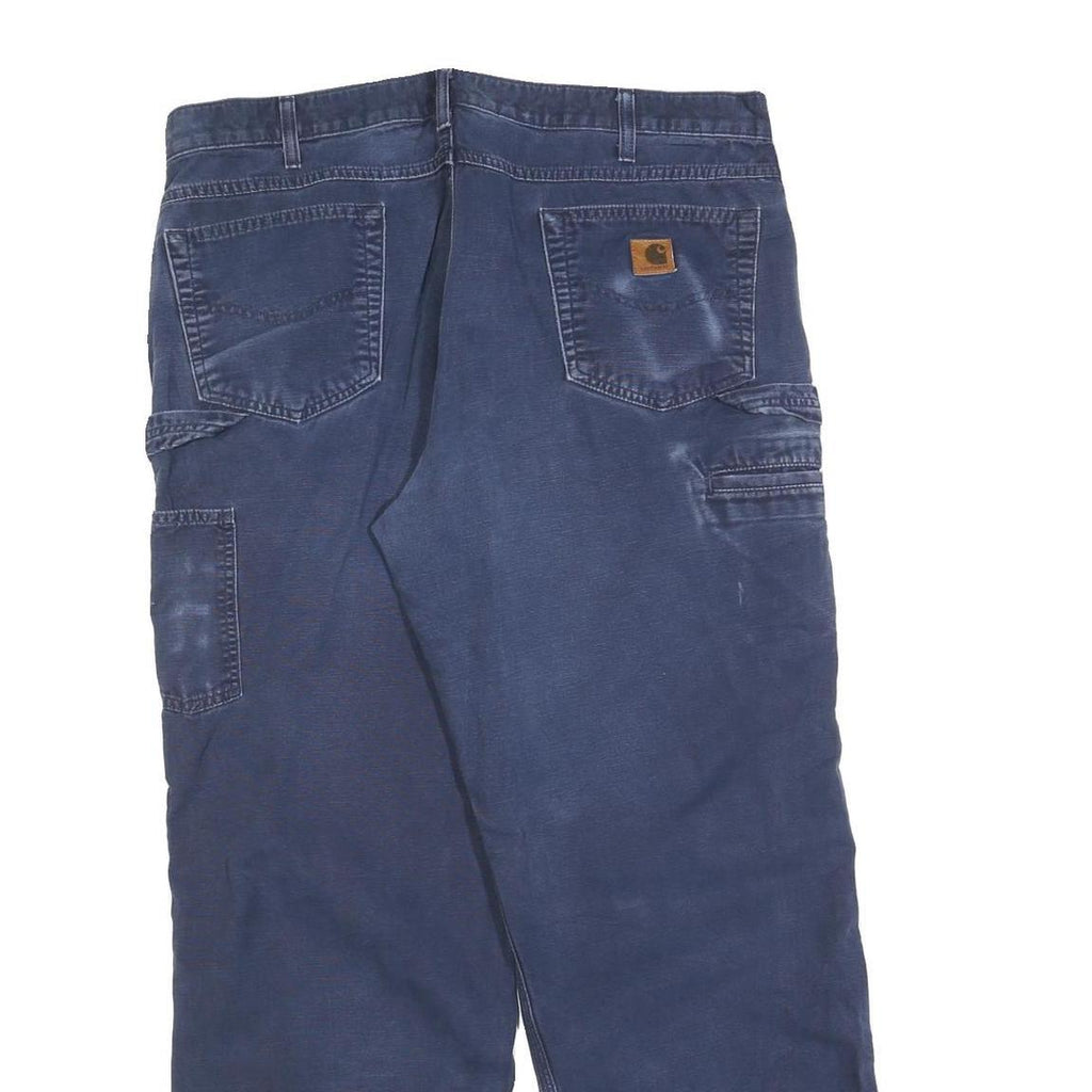 CARHARTT Mens Cotton Blend Blue Loose Straight Trousers W38 L32 Workwear Casual