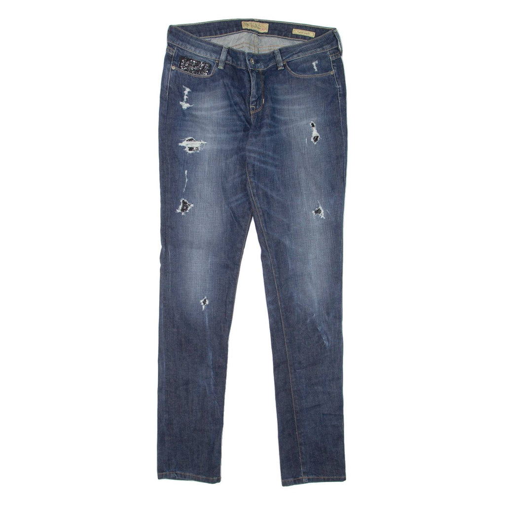 GUESS Starlet Distressed Womens Jeans Blue Slim Skinny Stone Wash W31 L34