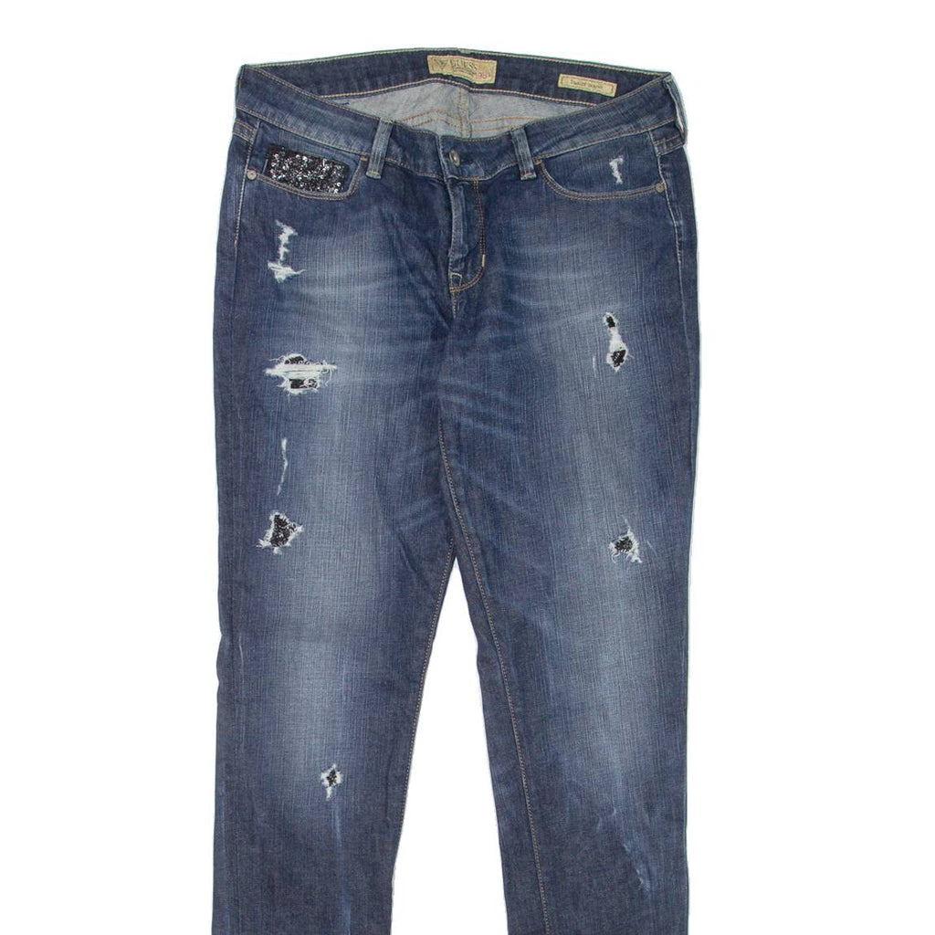 GUESS Starlet Distressed Womens Jeans Blue Slim Skinny Stone Wash W31 L34