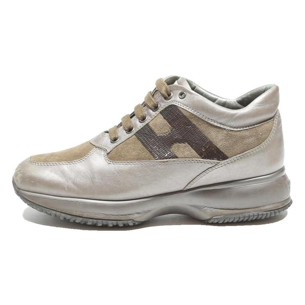 HOGAN Womens Womens Lace-Up Trainers Beige Synthetic UK 4 Comfortable Casual