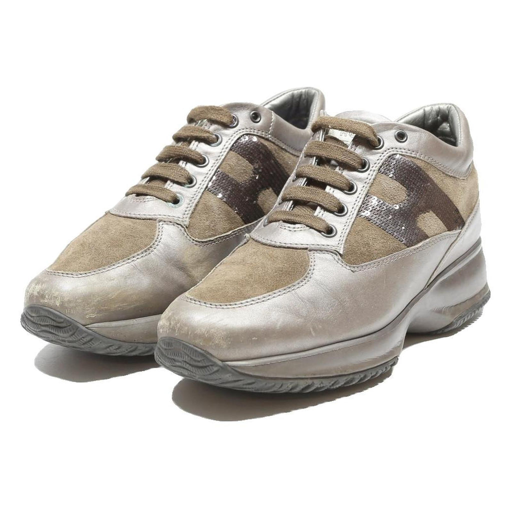 HOGAN Womens Womens Lace-Up Trainers Beige Synthetic UK 4 Comfortable Casual