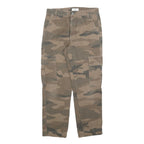 JACQUELINE DE YOUNG Womens Cotton Blend Green Camouflage Regular Cargo Trousers