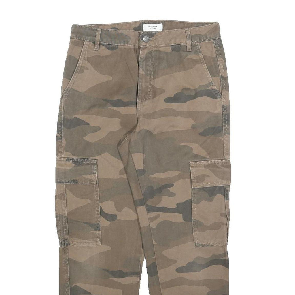 JACQUELINE DE YOUNG Womens Cotton Blend Green Camouflage Regular Cargo Trousers