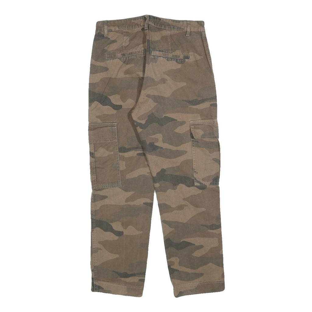JACQUELINE DE YOUNG Womens Cotton Blend Green Camouflage Regular Cargo Trousers