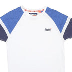 SUPERDRY Mens White Blue & Navy Modern T-Shirt M Short Sleeve Crew Neck Casual