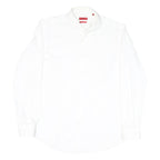 HUGO Mens White Plain Shirt M Classic Cotton Blend Smart Casual