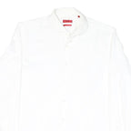 HUGO Mens White Plain Shirt M Classic Cotton Blend Smart Casual