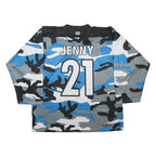 OWAYO Womens Blue Black Grey Camo HC Ice Wolves Graphic T-Shirt XL Long Sleeve