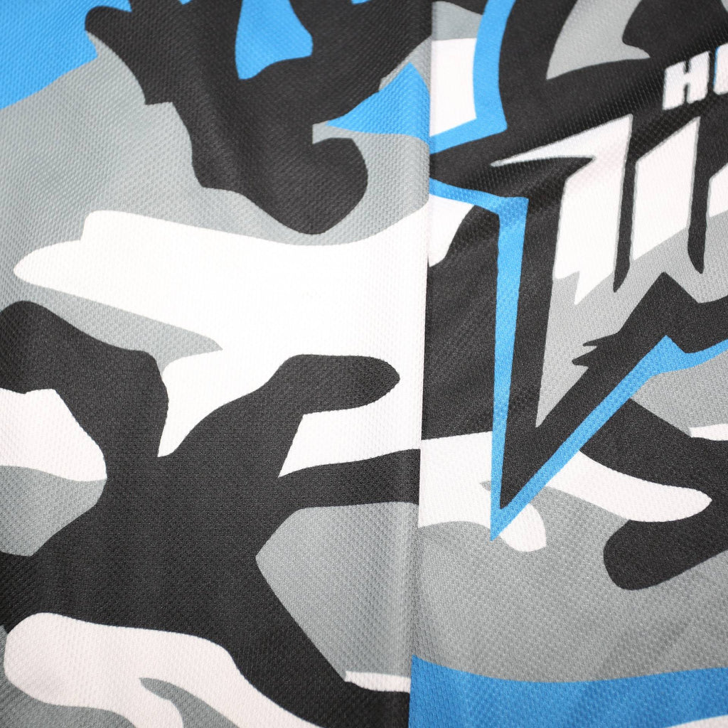 OWAYO Womens Blue Black Grey Camo HC Ice Wolves Graphic T-Shirt XL Long Sleeve