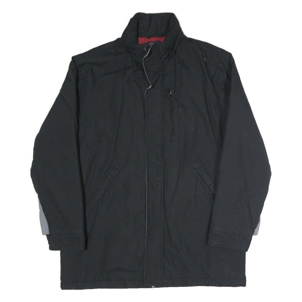 FILA Mens Black Zip Jacket M Polyester Blend Plain Casual Sportswear
