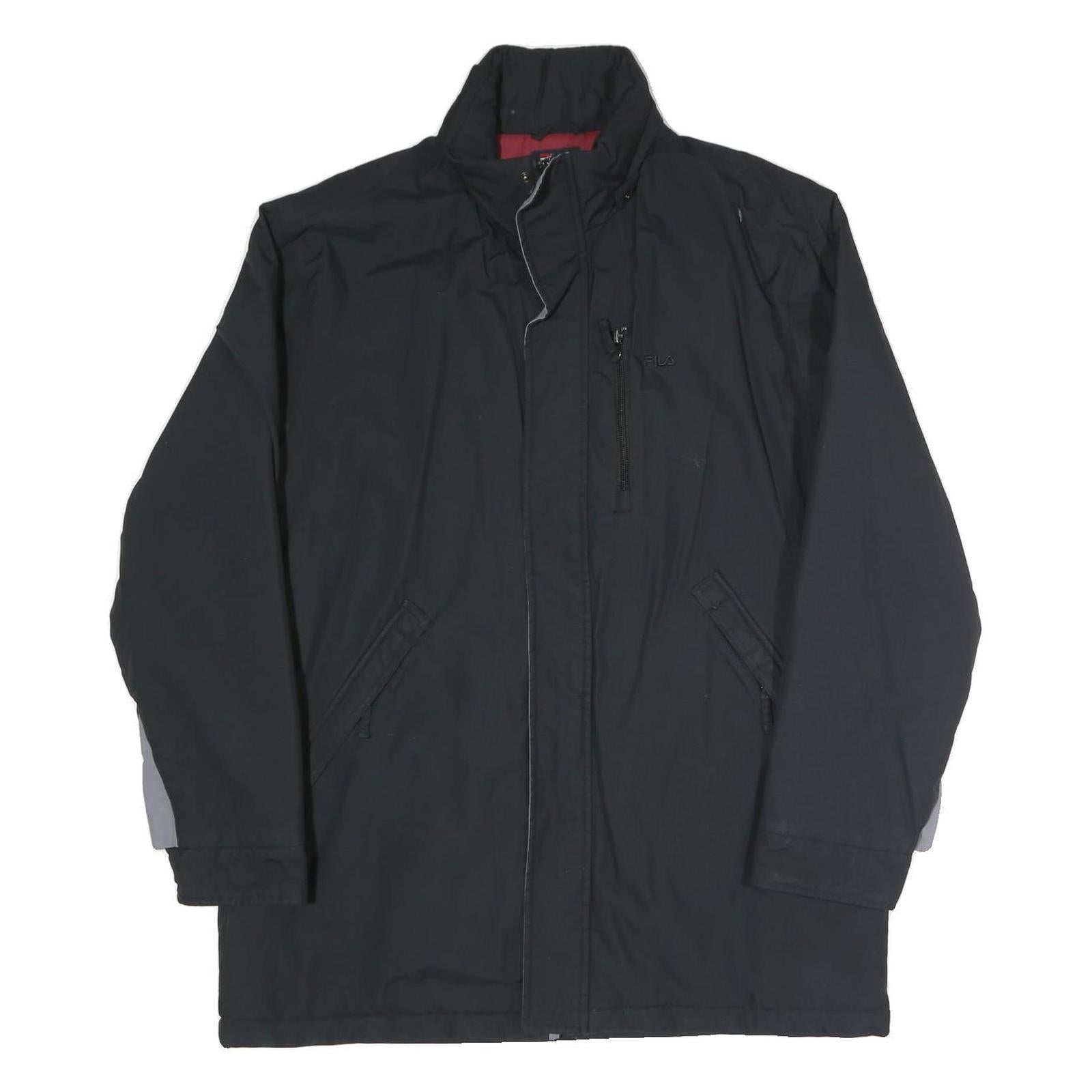 FILA Mens Black Zip Jacket M Polyester Blend Plain Casual Sportswear