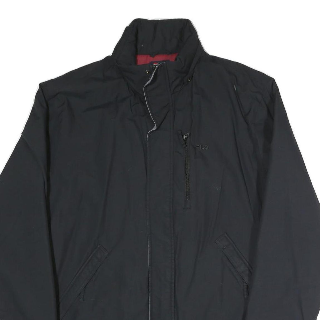 FILA Mens Black Zip Jacket M Polyester Blend Plain Casual Sportswear