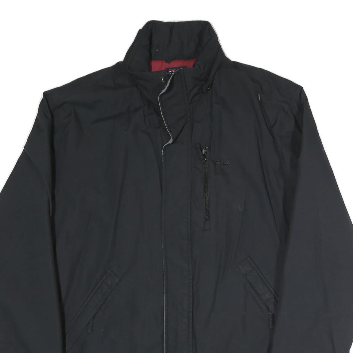 FILA Mens Black Zip Jacket M Polyester Blend Plain Casual Sportswear