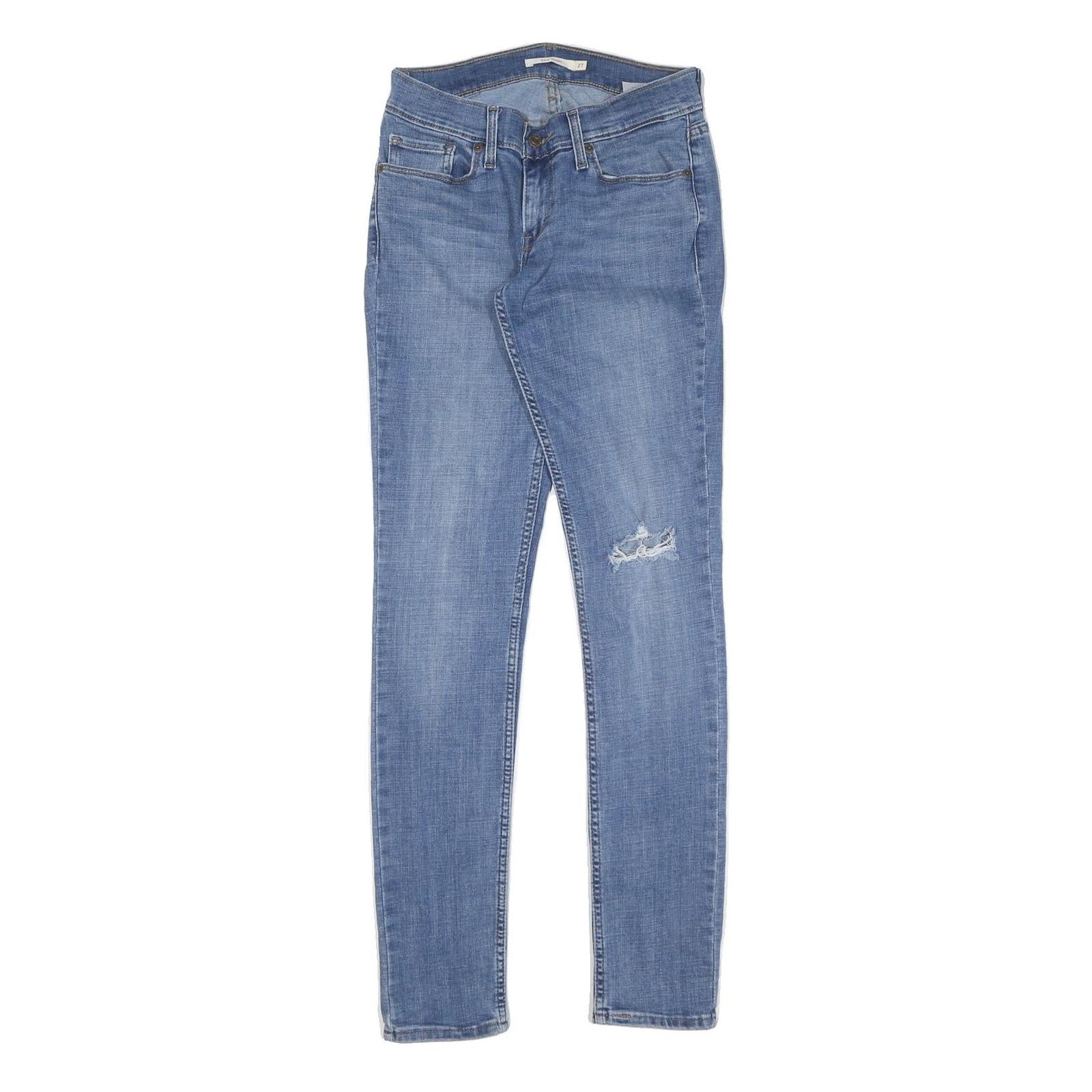 LEVI'S Womens Slim Blue Skinny Denim Light Wash Jeans W27 L32 Distressed Style