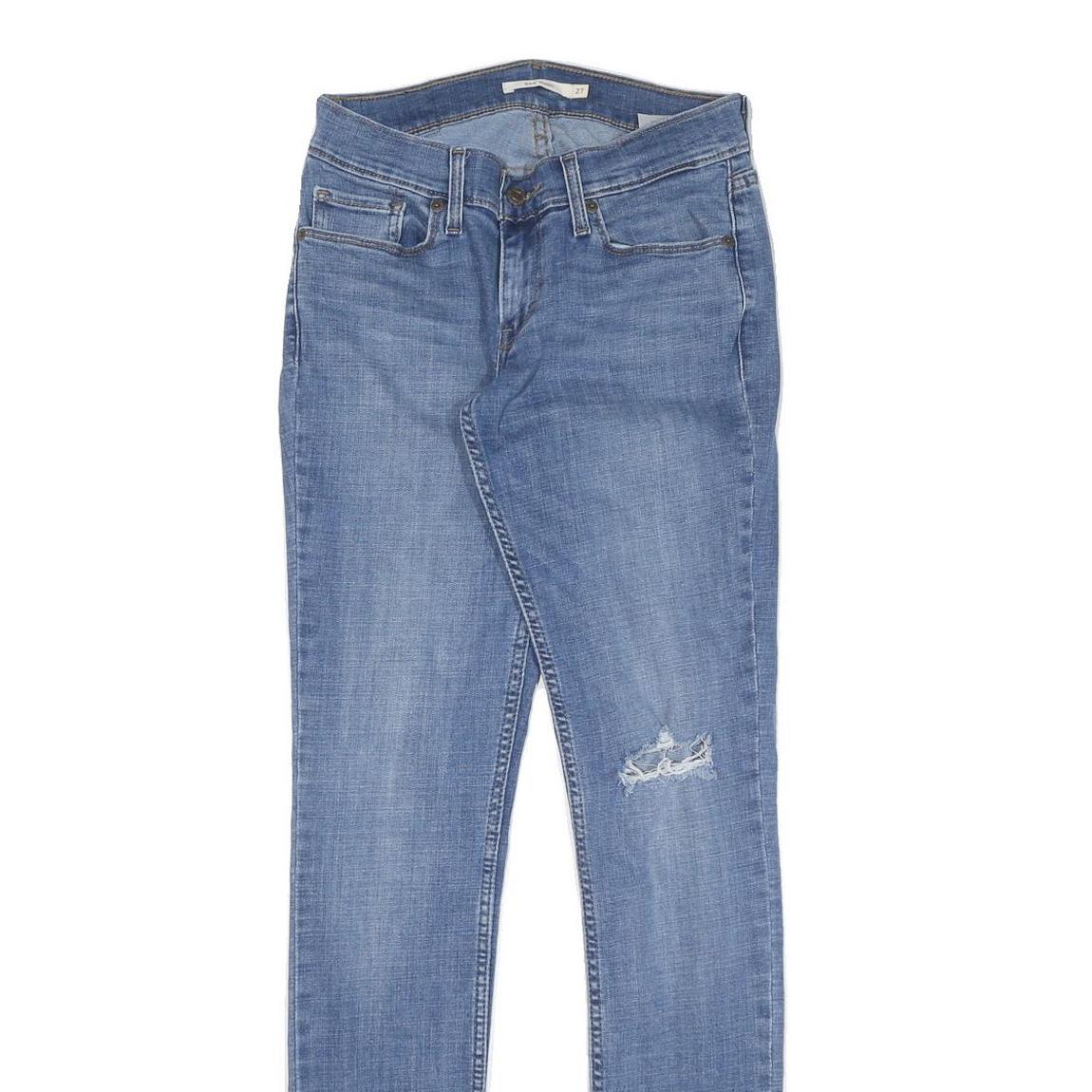 LEVI'S Womens Slim Blue Skinny Denim Light Wash Jeans W27 L32 Distressed Style
