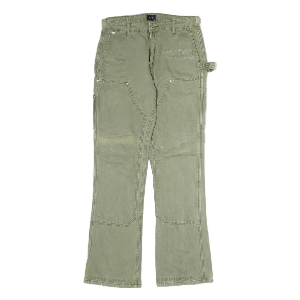 VUJA DE Mens Cotton Regular Green Workwear Trousers W30 L30 Utility Style