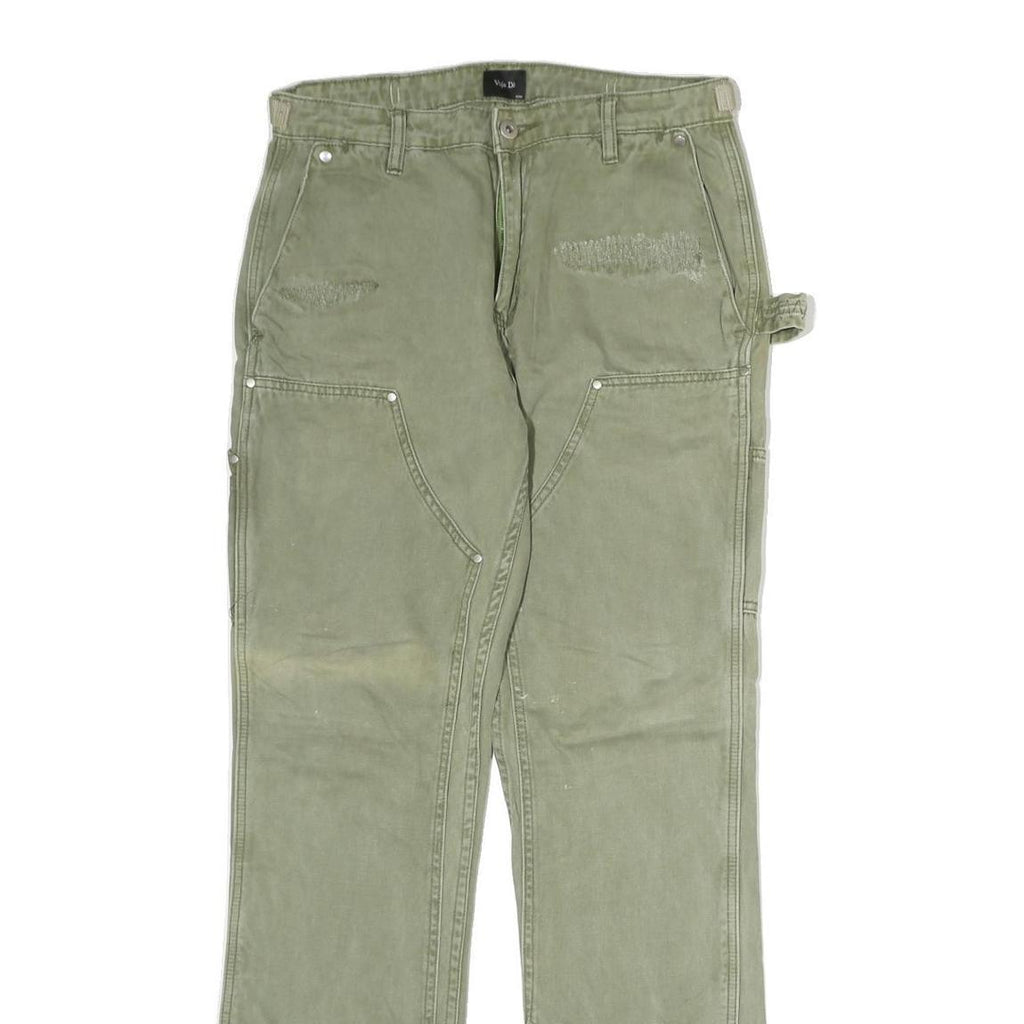 VUJA DE Mens Cotton Regular Green Workwear Trousers W30 L30 Utility Style