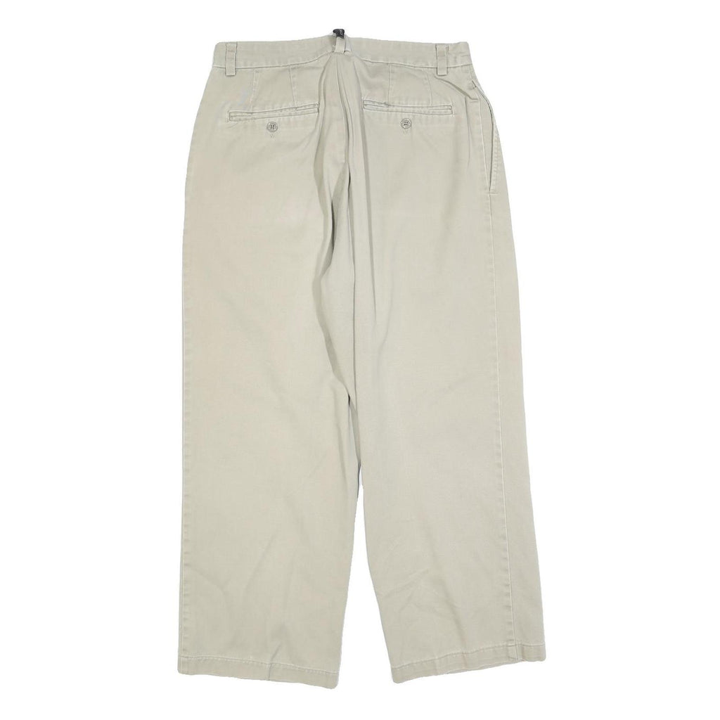 DKNY Womens Cotton Blend Beige Regular Straight Trousers W30 L26 Classic Zip