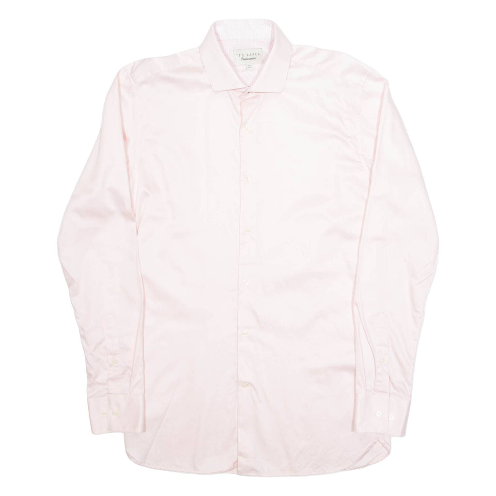 TED BAKER Endurance Mens Plain Shirt Pink Long Sleeve M
