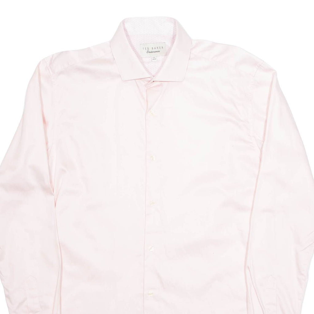 TED BAKER Endurance Mens Plain Shirt Pink Long Sleeve M
