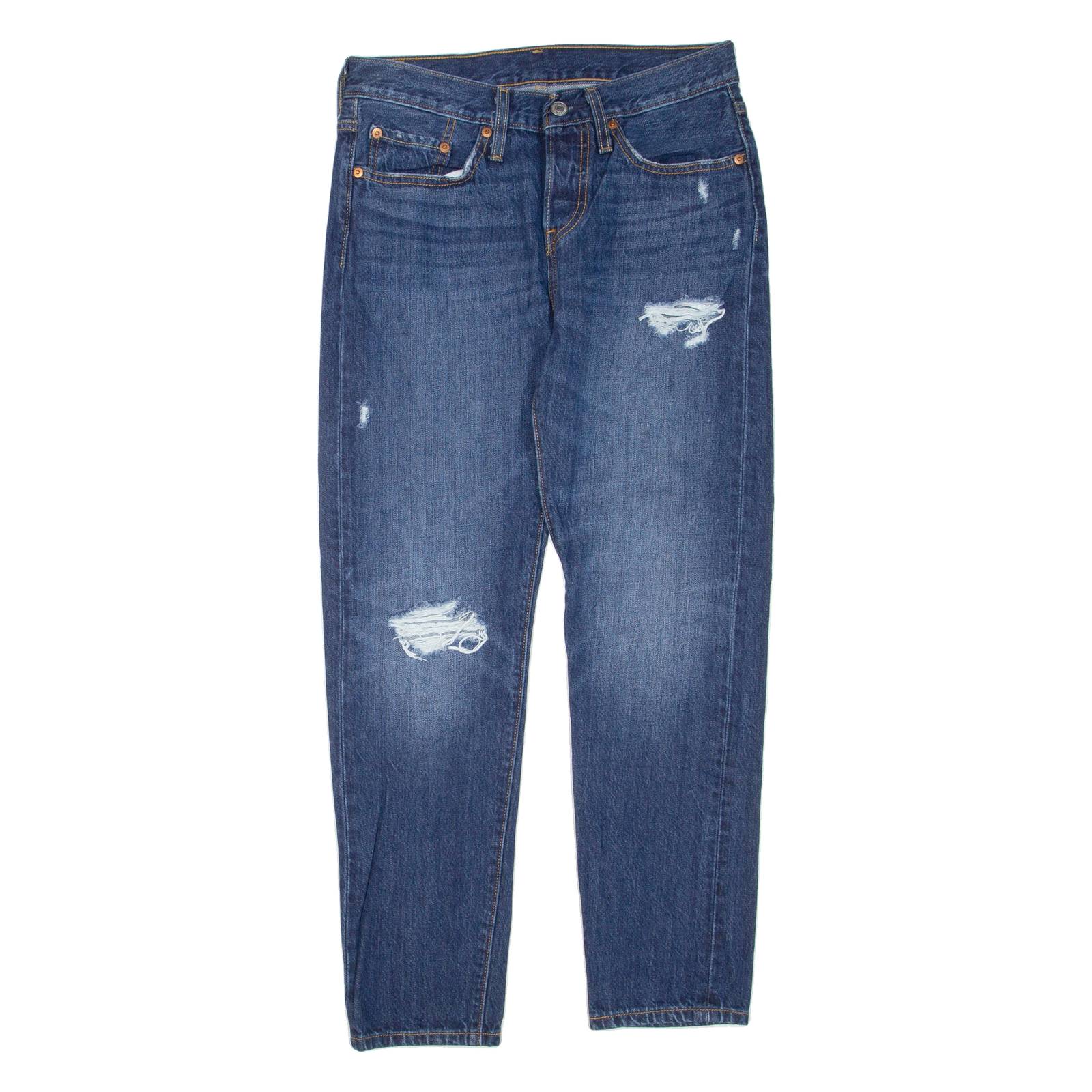 LEVI'S 501 Jeans Distressed Womens Blue Regular Straight W26 L28
