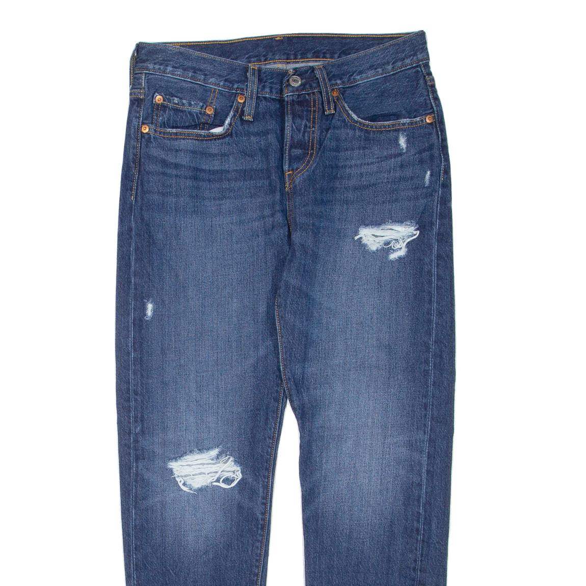 LEVI'S 501 Jeans Distressed Womens Blue Regular Straight W26 L28