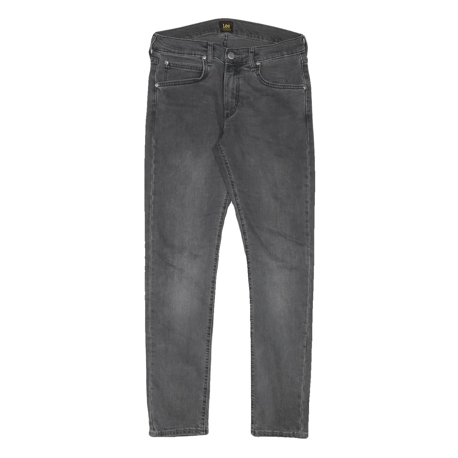 LEE Mens Slim Black Jeans Denim W28 L29 Classic Zip Pockets Comfort Style