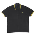 FRED PERRY Mens Black & Yellow Polo Shirt XL Cotton Blend Classic Brand Logo