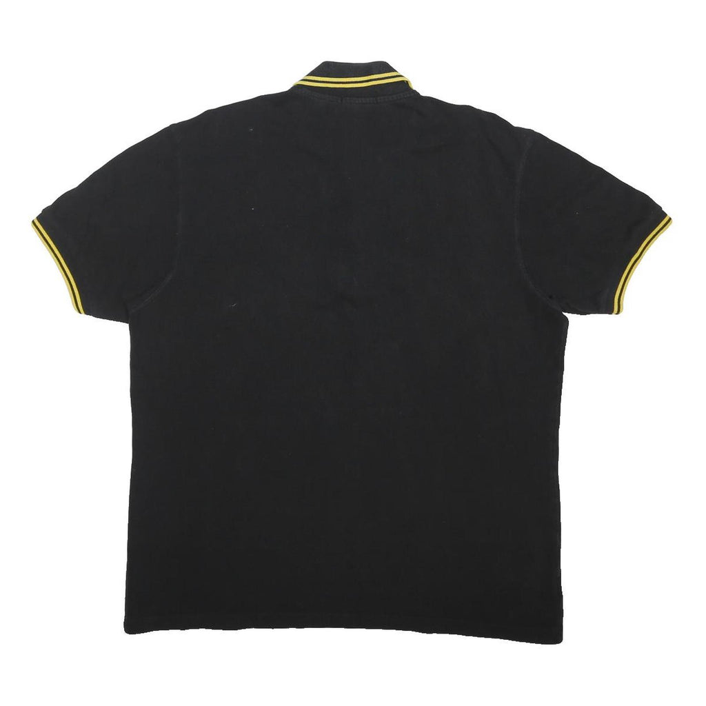 FRED PERRY Mens Black & Yellow Polo Shirt XL Cotton Blend Classic Brand Logo
