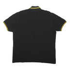 FRED PERRY Mens Black & Yellow Polo Shirt XL Cotton Blend Classic Brand Logo