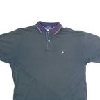 TOMMY HILFIGER Mens Polo Shirt Green 90s Diamond L