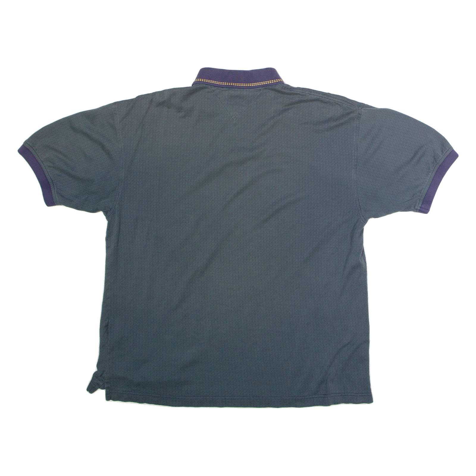 TOMMY HILFIGER Mens Polo Shirt Green 90s Diamond L