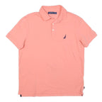 NAUTICA Mens Pink Short Sleeve Plain Polo Shirt L Cotton Blend Casual Summer